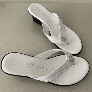 White Italian Sandal. Pretty rhinestones